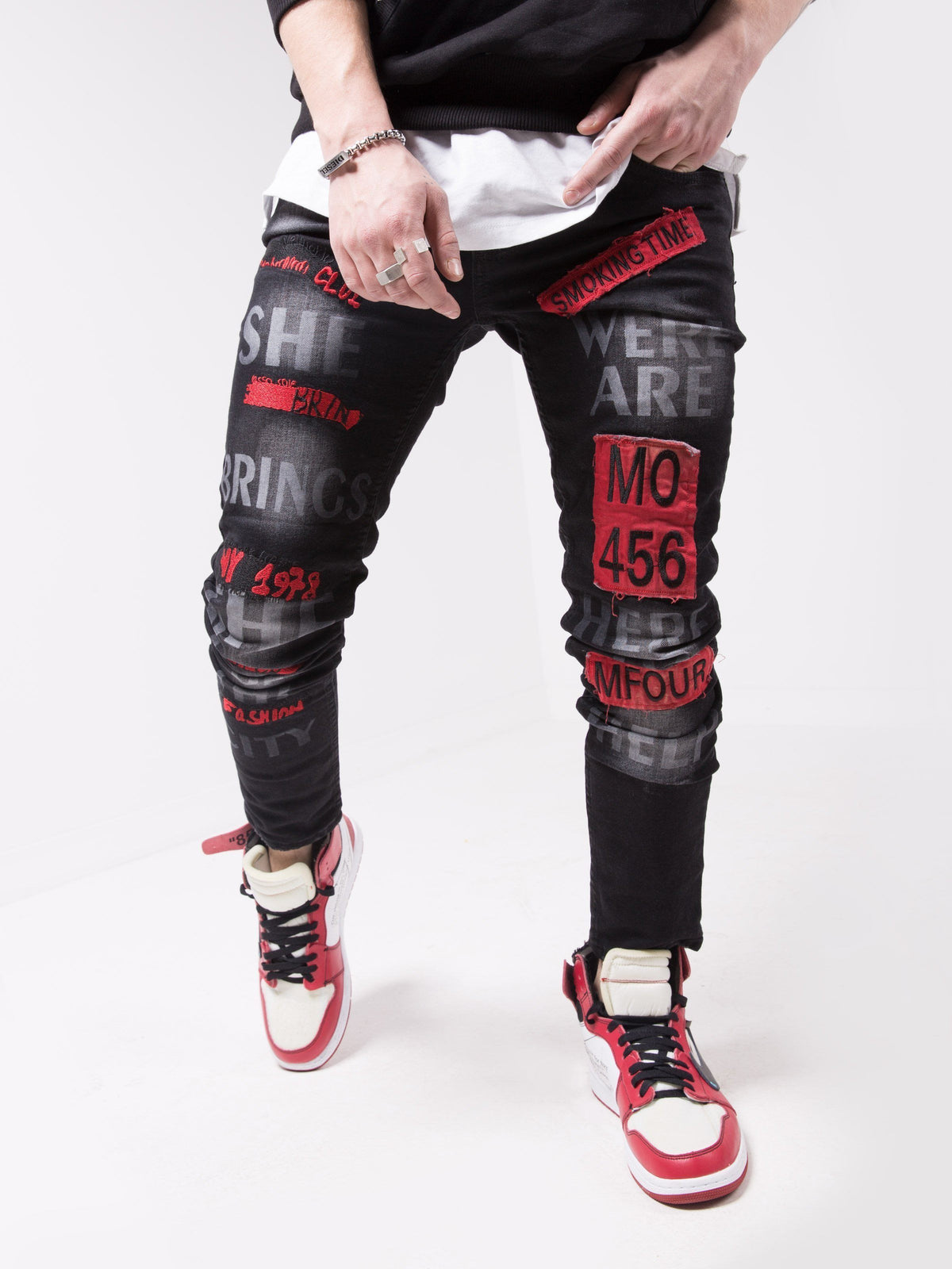 Black Jeans Ripped at the Knee - Ghetto Bird | Streetwear jeans