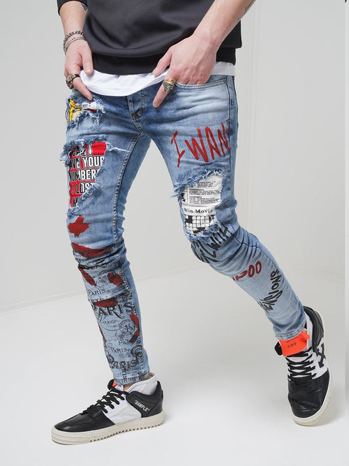 Patched Jeans - Banksy | Streetwear jeans for men