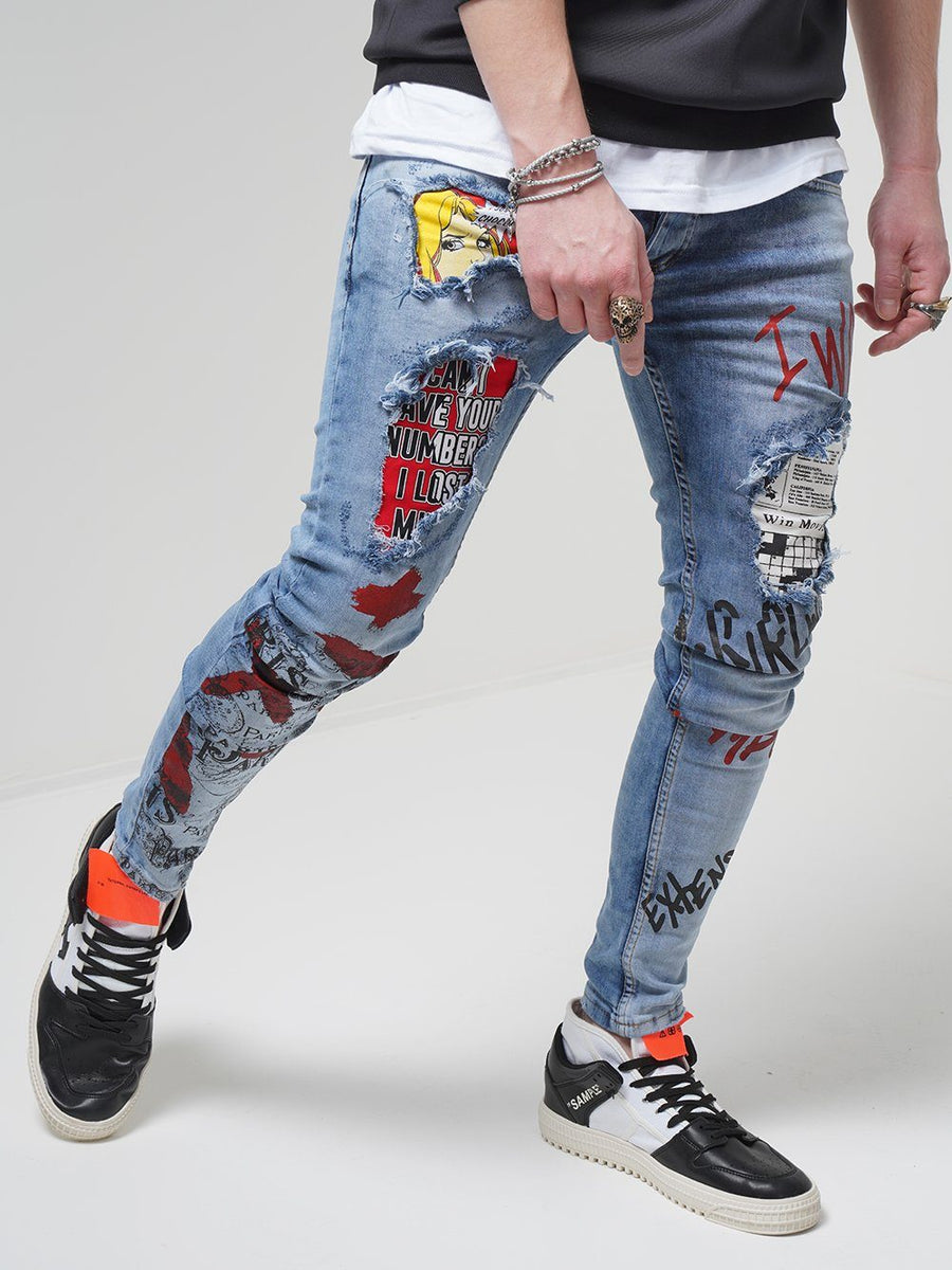 Patched Jeans - Banksy | Streetwear jeans for men