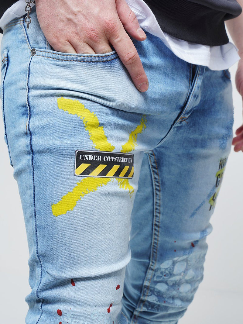 Washed Blue Jeans - The Psycho | Streetwear jeans for men