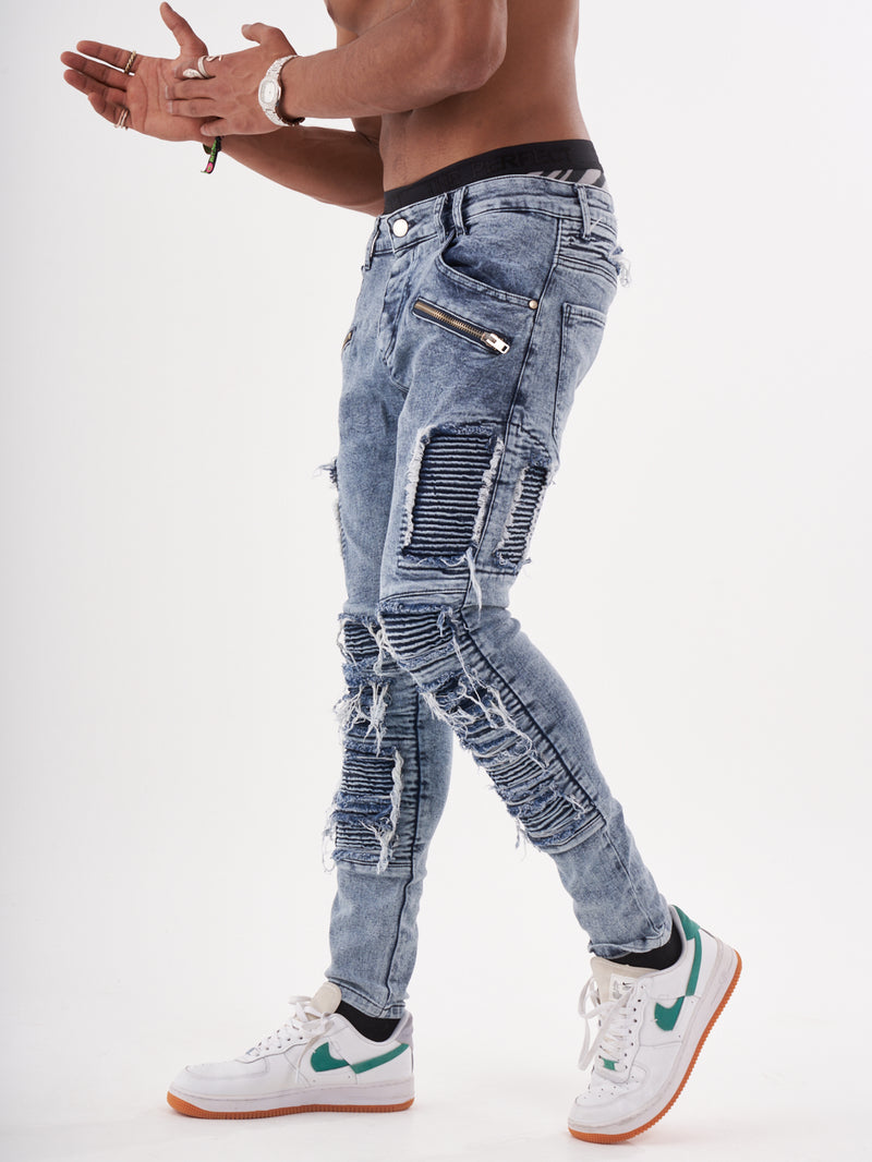 Designer Biker Jeans - BLUE | RADICAL JEANS By SERNES