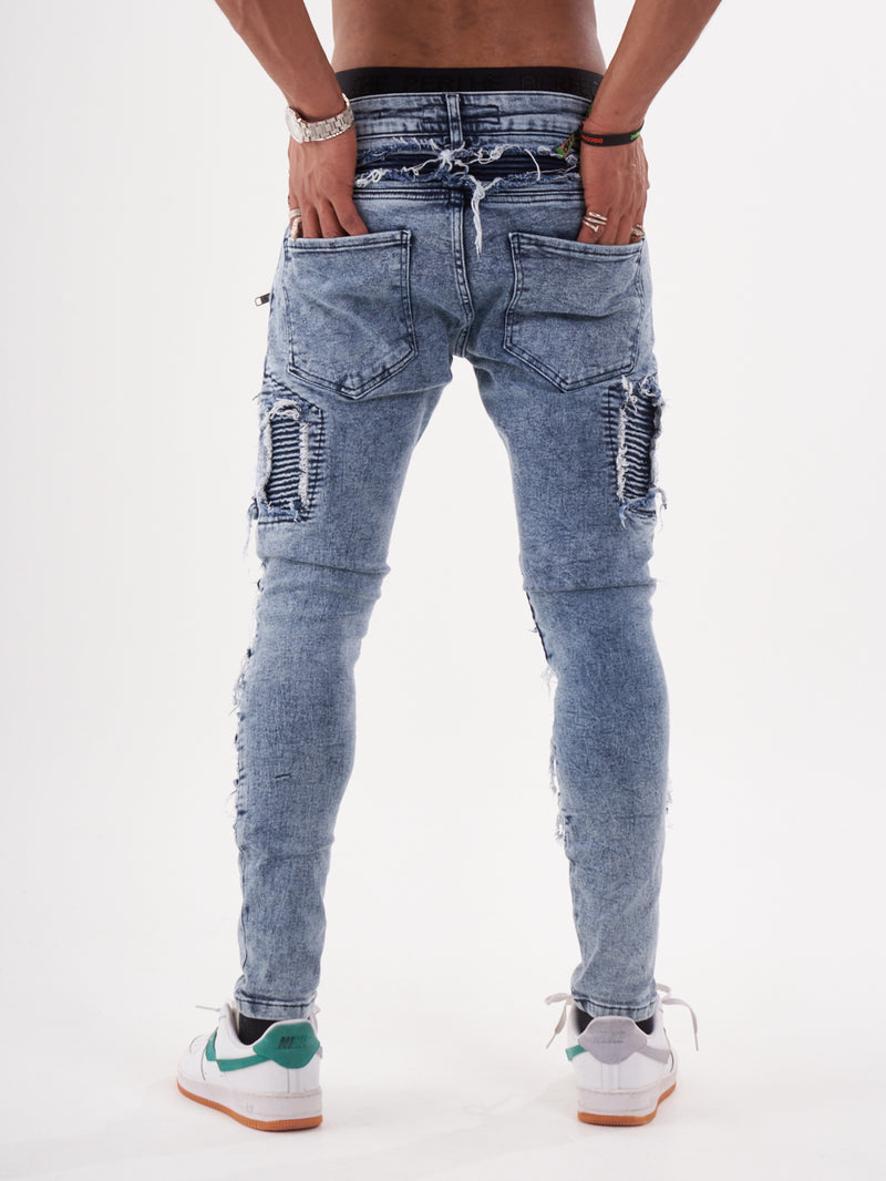 Designer Biker Jeans - BLUE | RADICAL JEANS By SERNES