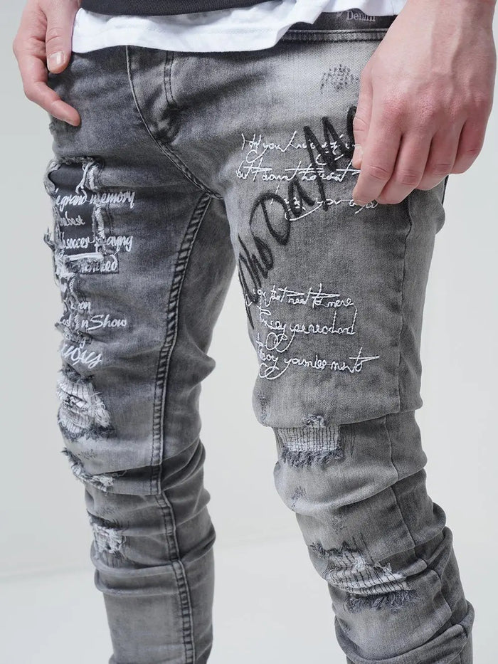 Jeans with Patches for Men - London | Streetwear jeans for men