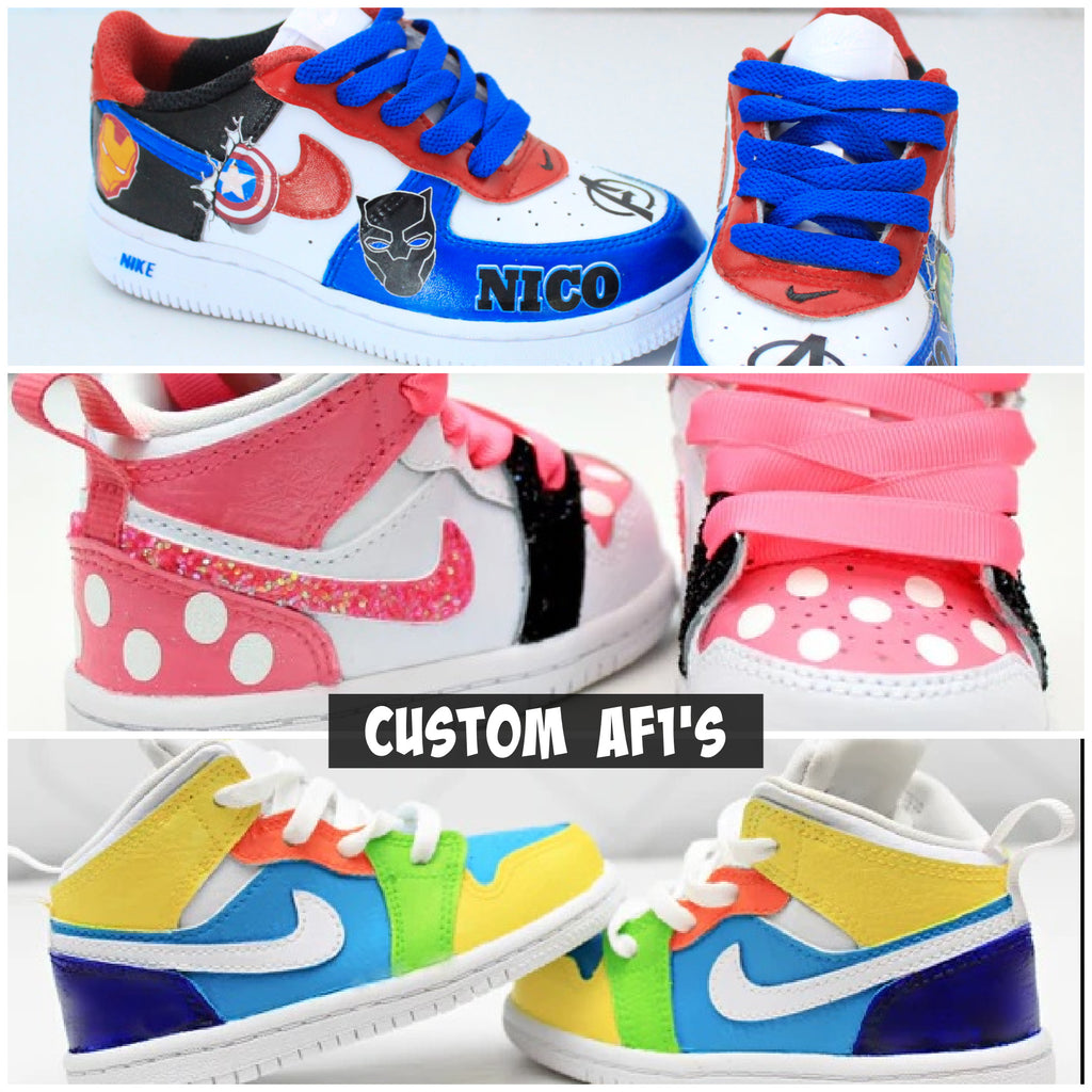 Boys Custom Shoes – Pink Toes & Hair Bows