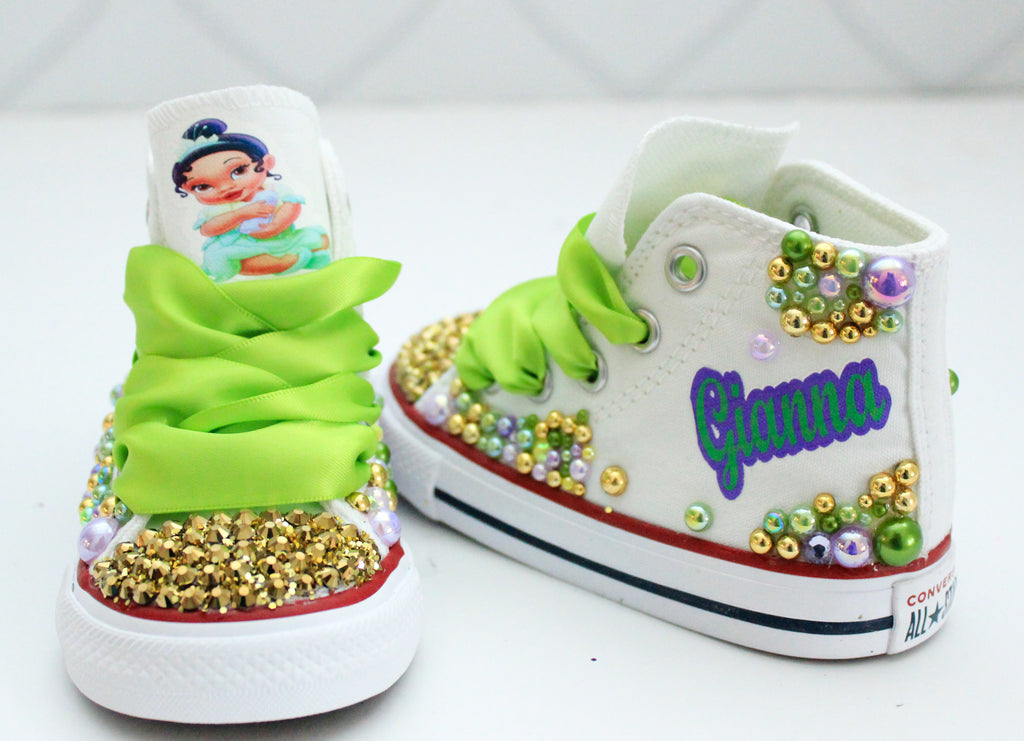 Princess Tiana Custom Converse, Kids Shoe Size 10-3