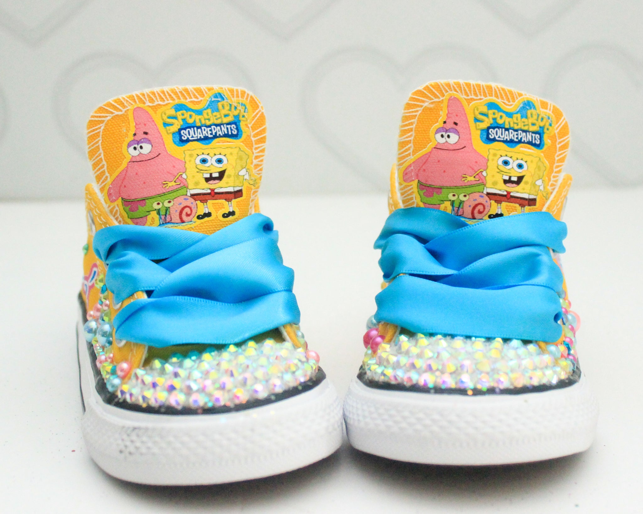 Spongebob Converse-Girls Spongebob Shoes-Sponge – Pink Toes & Bows