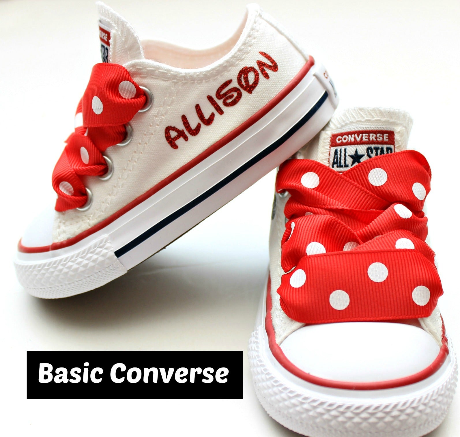Girls Converse shoes- Converse-Girls Bling Shoes-Bling Converse- – Pink Toes & Hair Bows