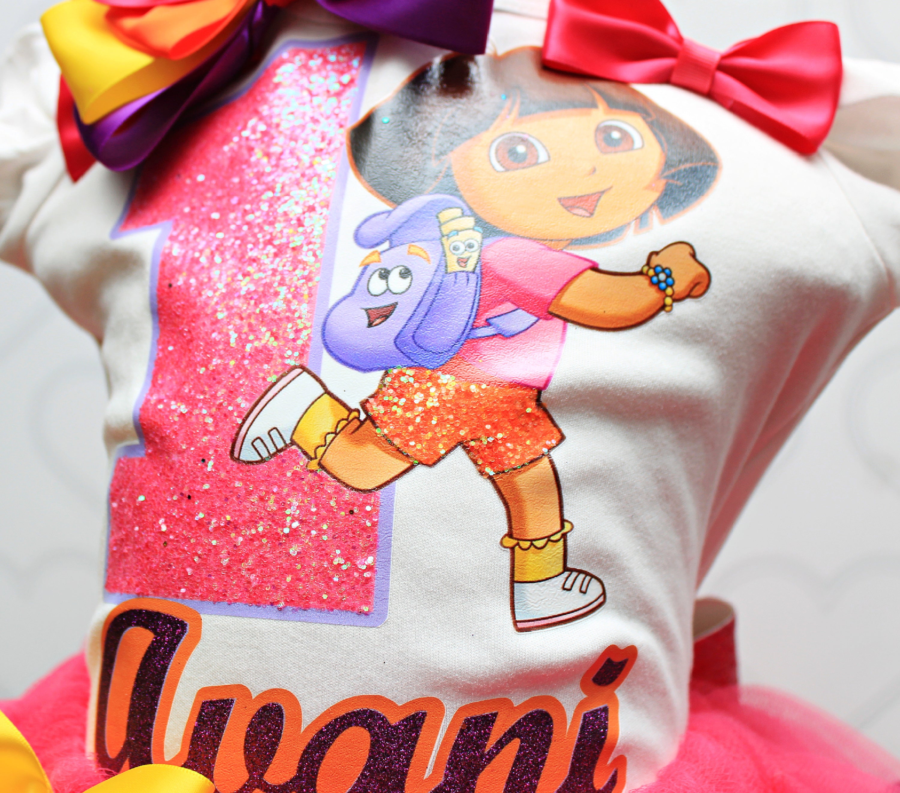 Dora the Explorer tutu set- Dora the Explorer outfit-Dora the Explorer –  Pink Toes & Hair Bows