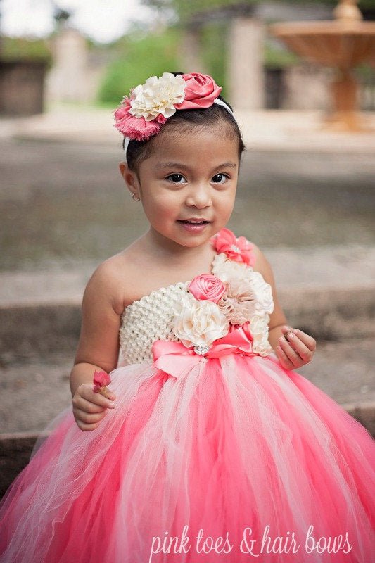 coral flower girl dresses