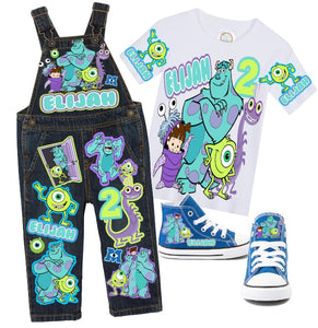 Monster inc overalls- Monster inc outfit- Monster inc birthday shirt- –  Pink Toes & Hair Bows