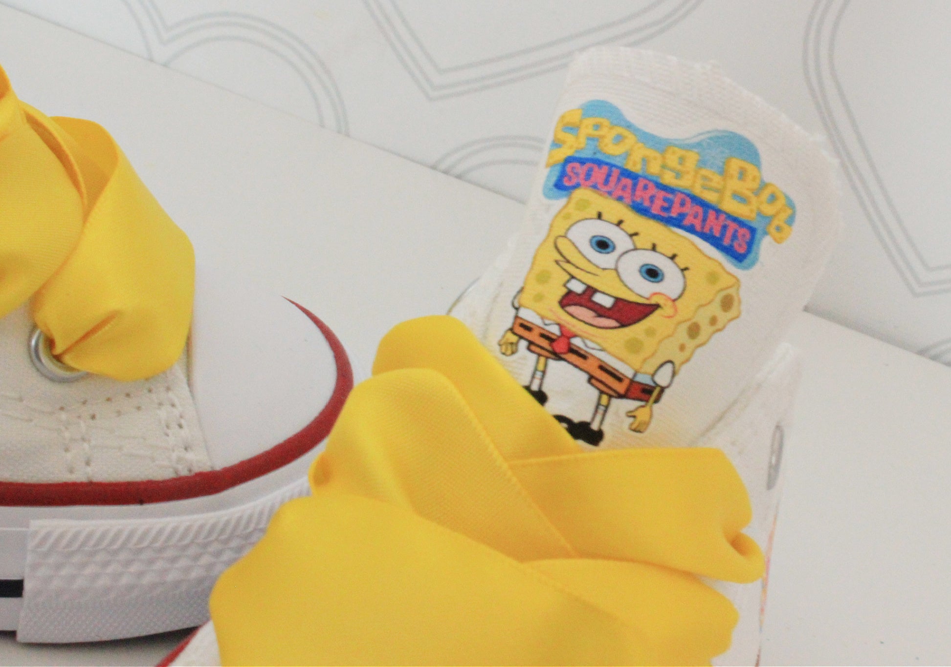 Spongebob shoes- Spongebob Converse-Spongebob – Pink Toes & Hair Bows