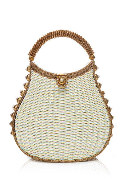 Mae Cassidy | Nimmi Crystal Pearl Purse Clutch Bag | Gold , Mae Cassidy