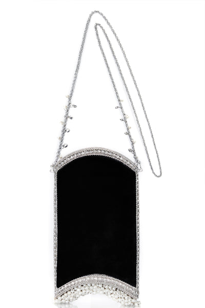 Velvet Pearl Phone Bag | Midnight Blue / Silver - Mae Cassidy