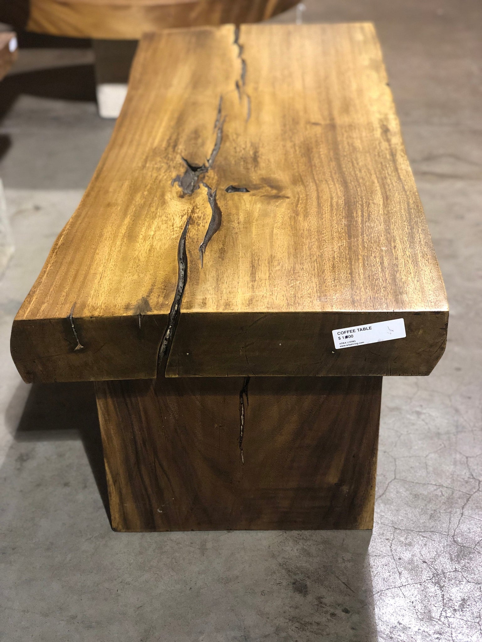 Live Edge Bench Or Coffee Table With Modern Metal Base Natural Woode Arka Living