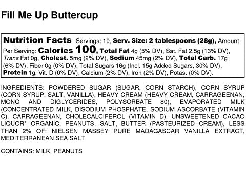 nutritional information chart