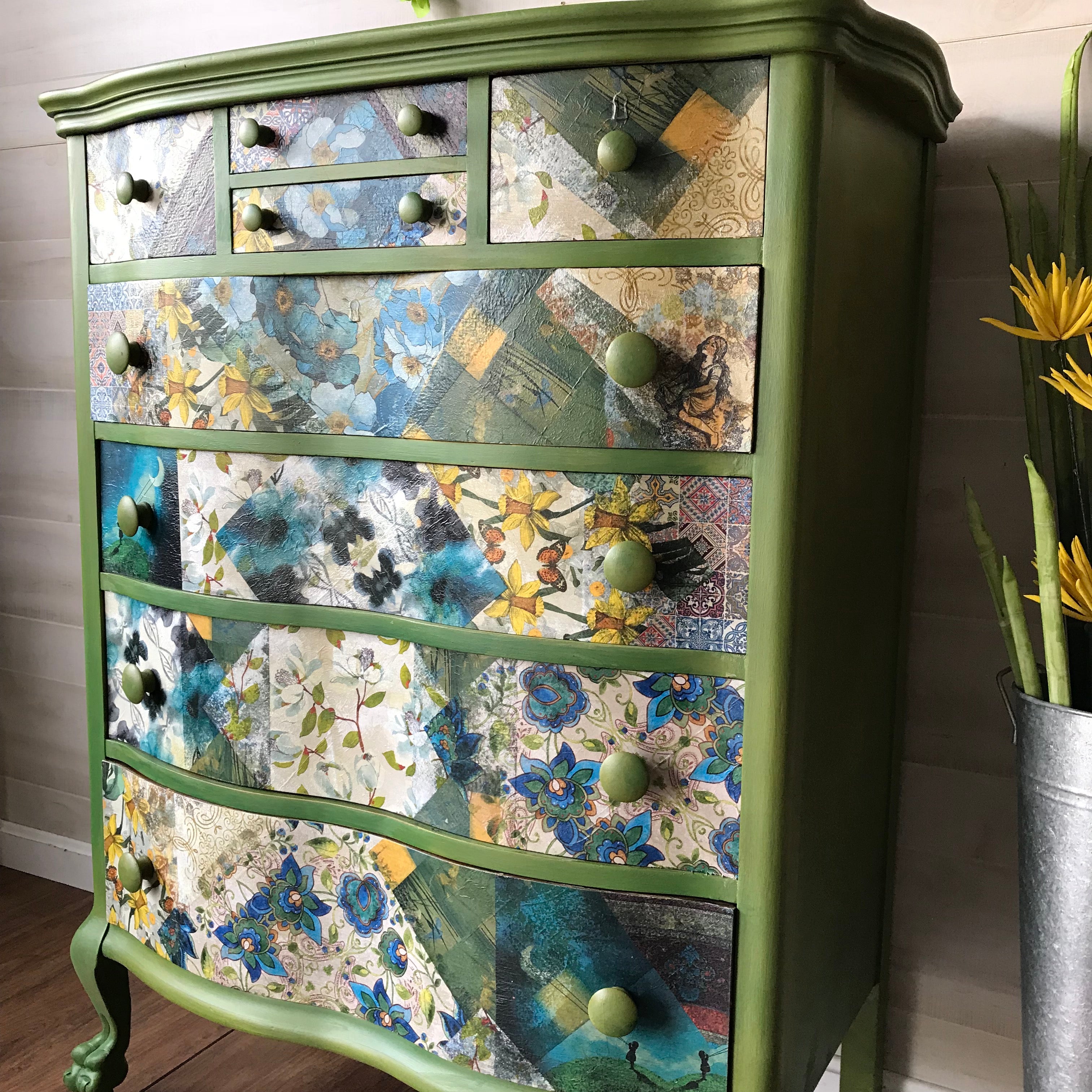 How to Decoupage Furniture with Fabric – Tanglewood Works