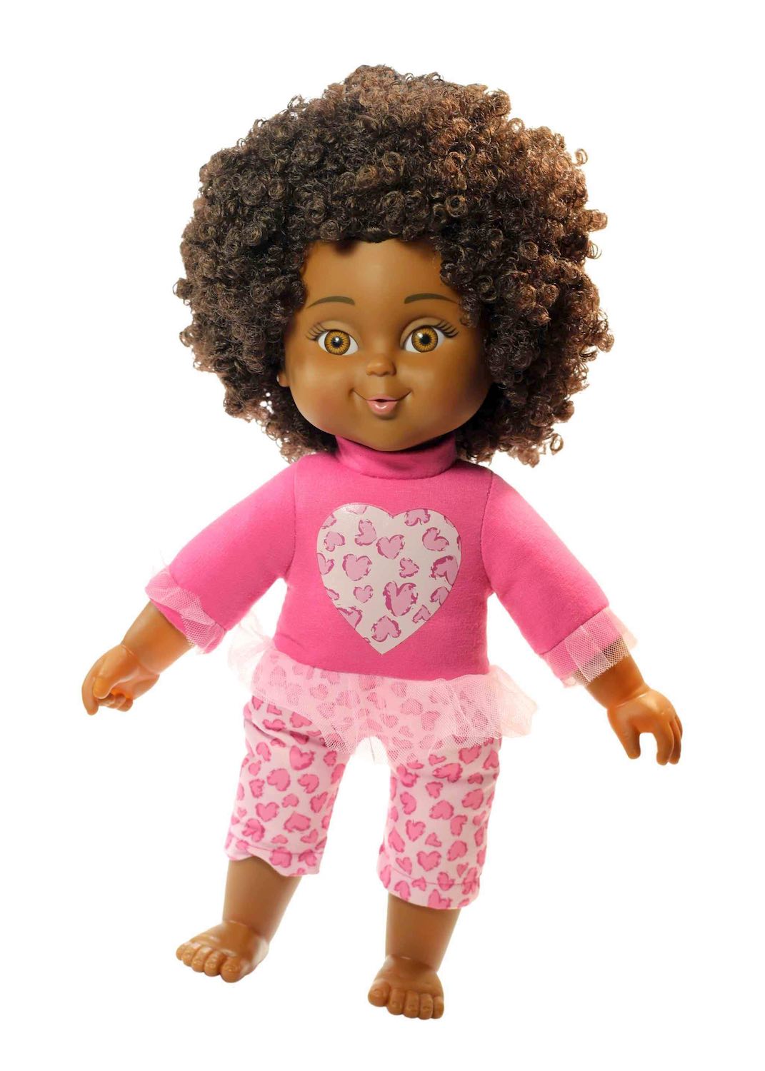 black baby doll with curly hair