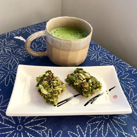 Matcha Latte and Muesli Slice