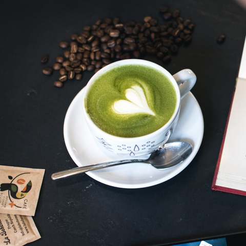 Matcha Latte with Spoon