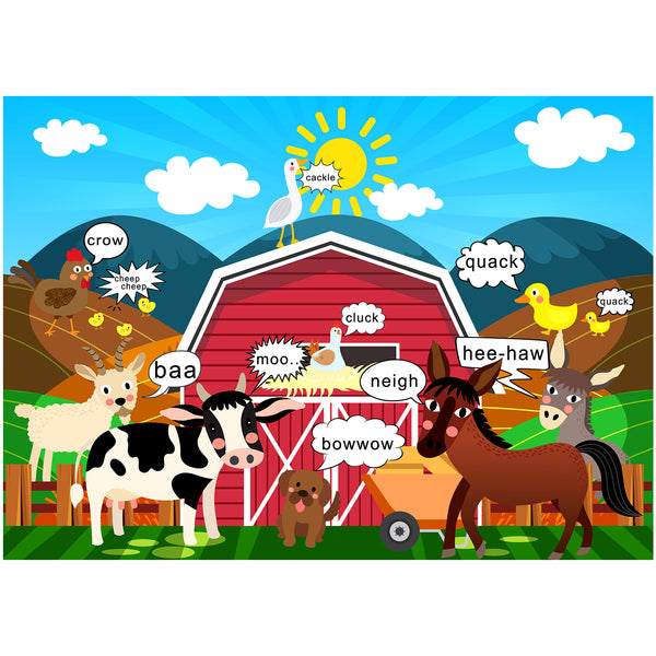 Barn Farm Animals Backdrop 7x5 feet - FUNSHOWCASE