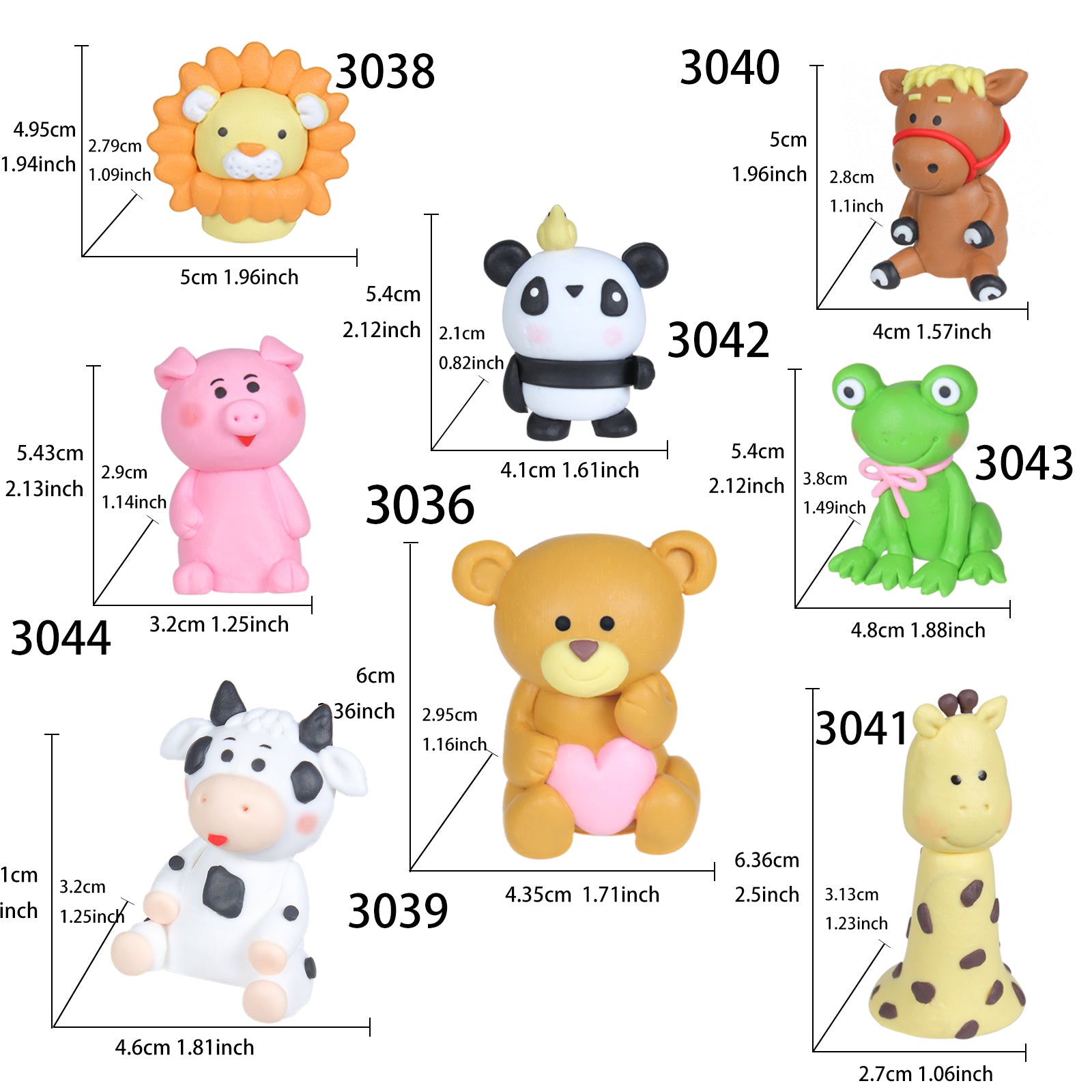 Farm and Zoo Animal Cake Toppers Set 11-Count 1.7-2.7inch - FUNSHOWCASE