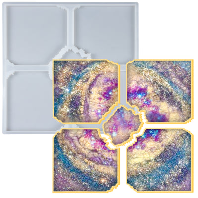 Geode Agate Coaster Epoxy Resin Silicone Mold with Hole, Irregular