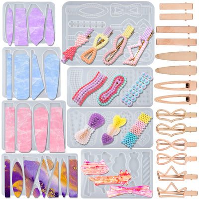 34Pieces Casting Mold Hair Clip Silicone Molds Jewelry Molds for