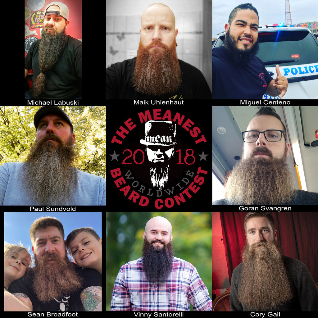 Contestants 1 - 8.  The 2018 MEANest BEARD Worldwide Contest.