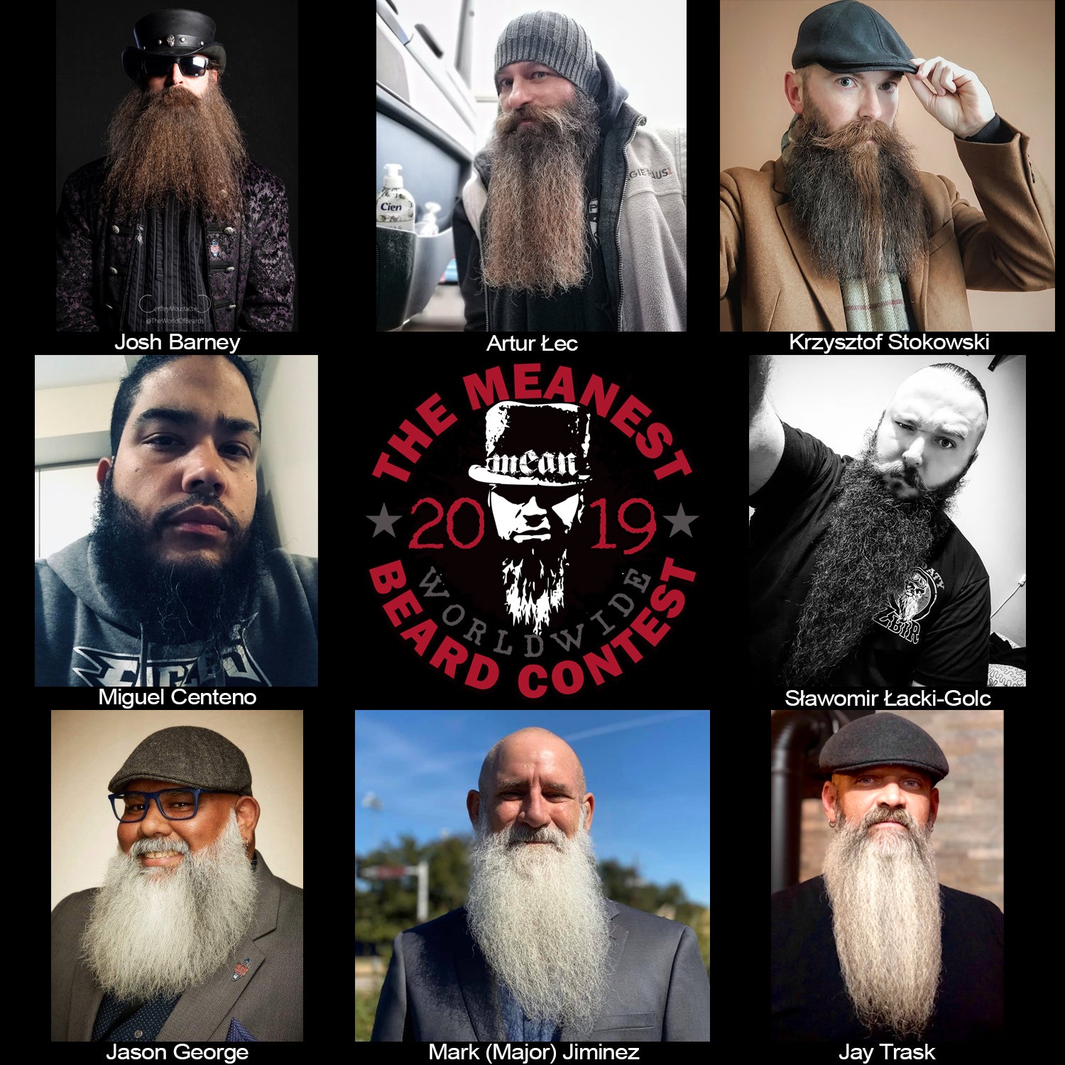 Contestants 33 to 40 in the 2019 MEANest BEARD Worldwide Contest