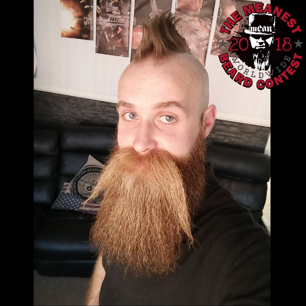 Lewis Aylmer - The TOP 12 MEANest BEARDS in the world for 2018. The 2018 MEANest BEARD Worldwide Contest. 141 contestants from 19 countries.  Best beards with a MEAN attitude.  MEAN BEARD Co.