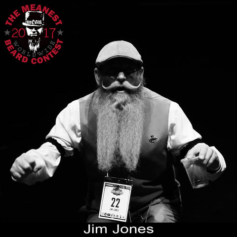 Jim Jones - The TOP 12 MEANest BEARDS in the world for 2017. The 2017 MEANest BEARD Worldwide Contest. 126 contestants from 23 countries.  Best beards with a MEAN attitude.