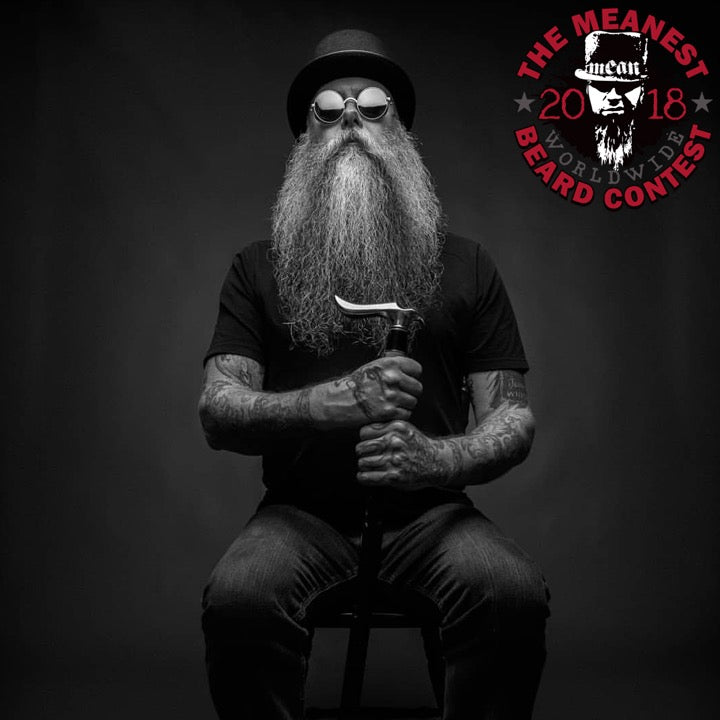 Lee Baldwin - The TOP 12 MEANest BEARDS in the world for 2018. The 2018 MEANest BEARD Worldwide Contest. 141 contestants from 19 countries.  Best beards with a MEAN attitude.  MEAN BEARD Co.