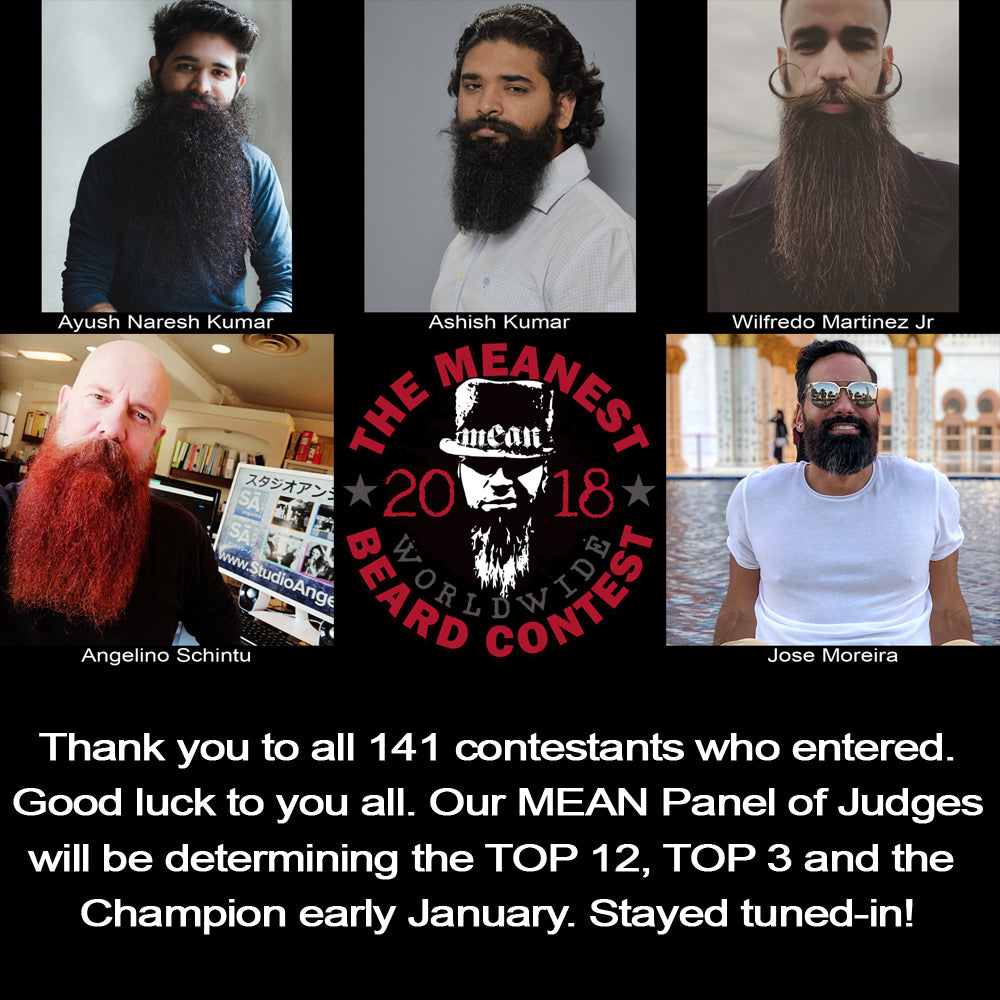Contestants 137 to 141.  The 2018 MEANest BEARD Worldwide Contest.