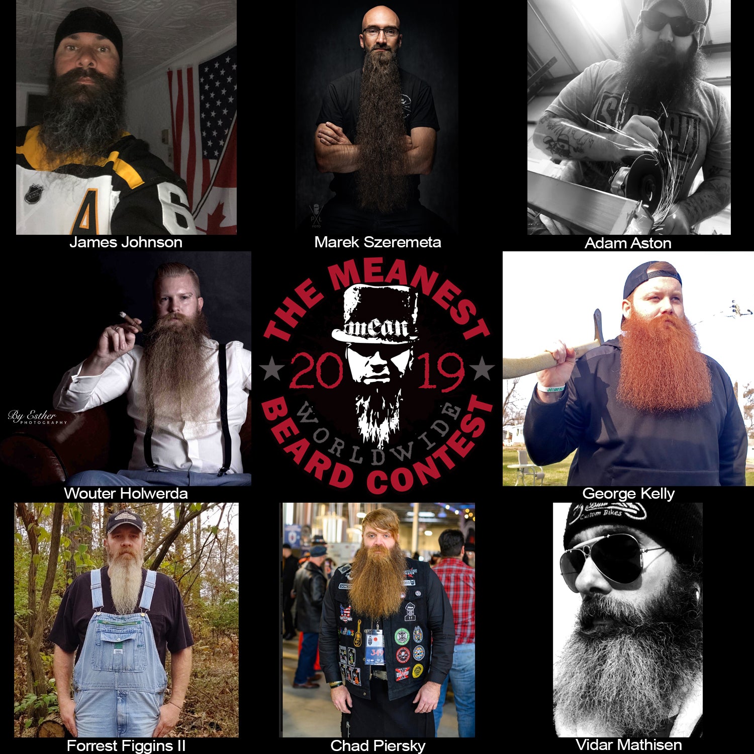 Contestants 17 to 24 in the 2019 MEANest BEARD Worldwide Contest