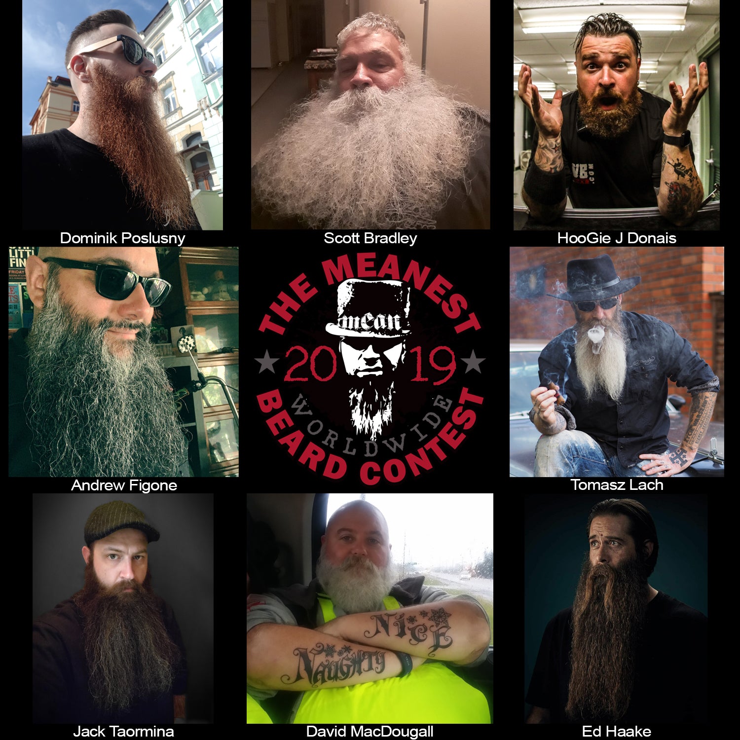 Contestants 25 to 32 in the 2019 MEANest BEARD Worldwide Contest