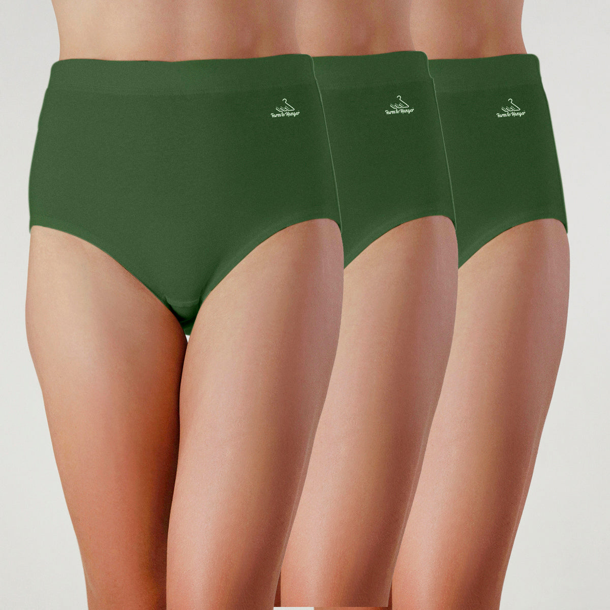 SOLD OUT - High Waist Comfy Bum Knickers - Single Colour Triple Set - Eucalypt