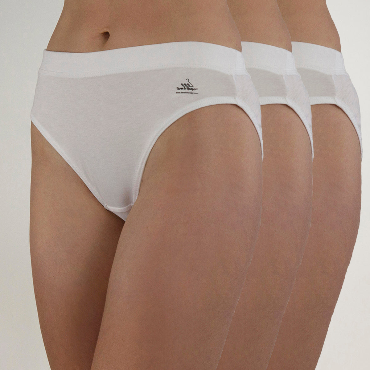 High Cut Comfy Bum Knickers - Single Colour Triple Set - White