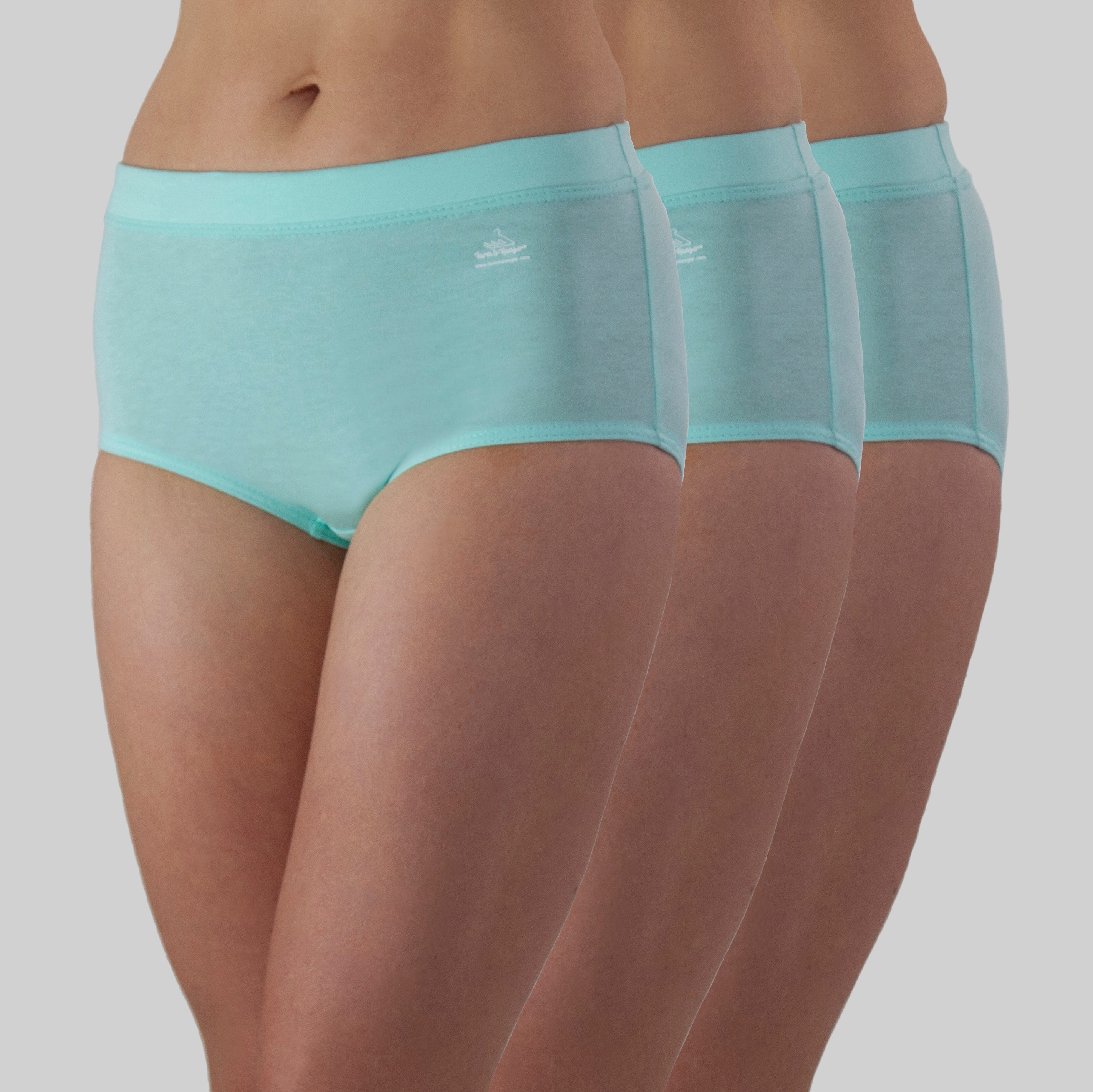 SOLD OUT - High Waist Comfy Bum Knickers - Single Colour Triple Set - Powder Aqua