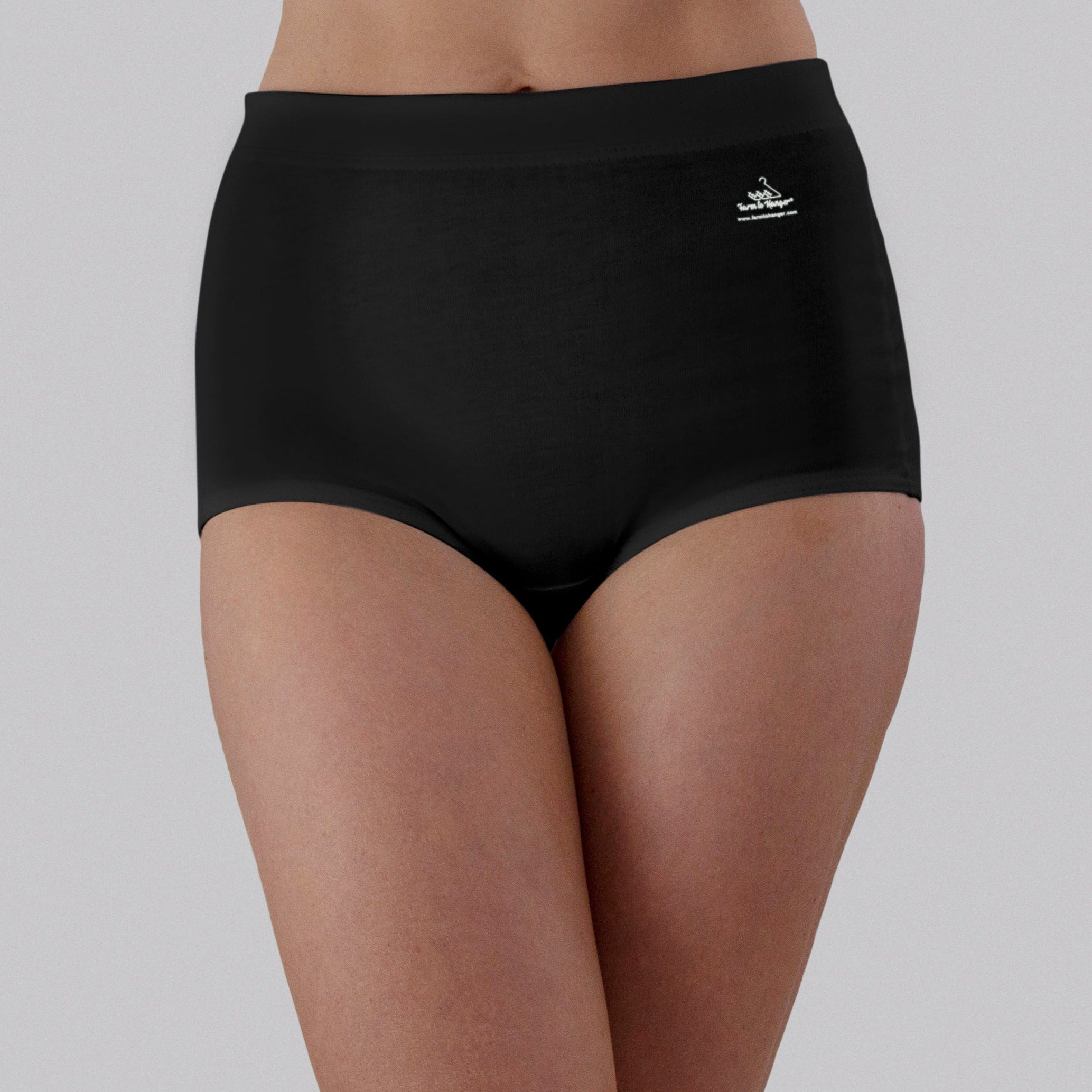 High Waist Low Leg Comfy Bum Knickers - Single - Black