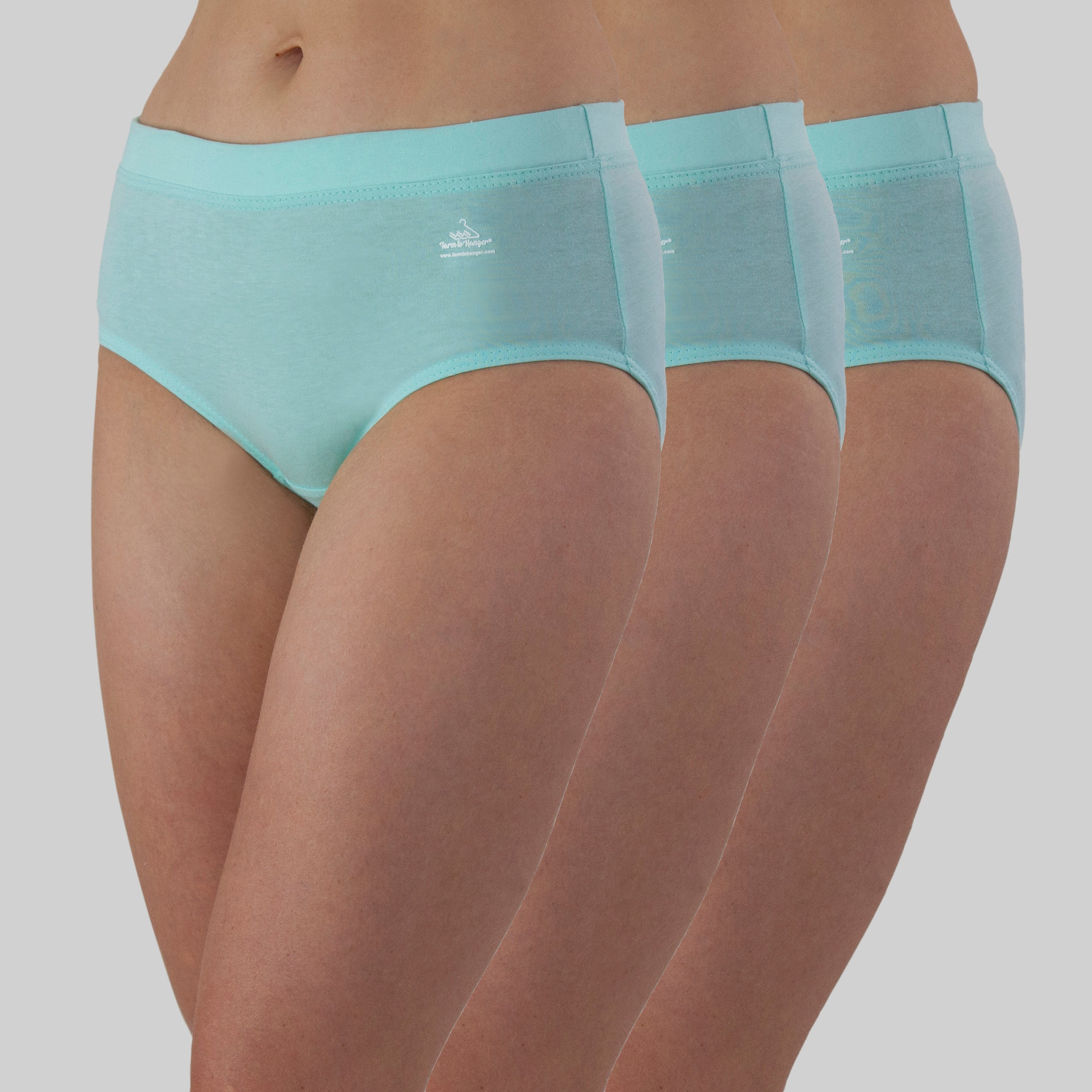 SOLD OUT - Natural Waist Comfy Bum Knickers - Single Colour Triple Set - Powder Aqua