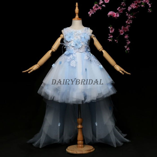 High-Low Sleeveless Applique Flower Girl Dresses, Lovely Little Girl D ...