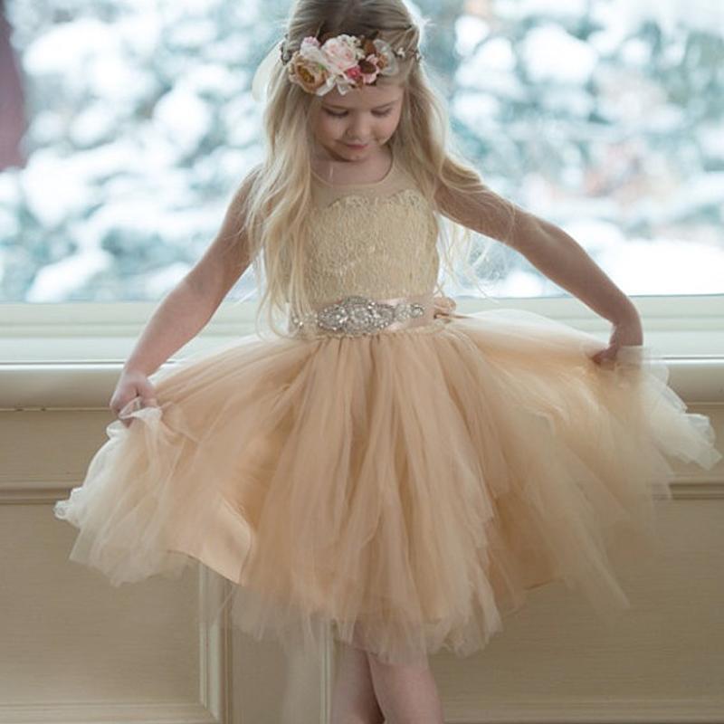 Illusion Lace Top Tulle Flower Girl Dresses, Popular Little Girl Dress ...