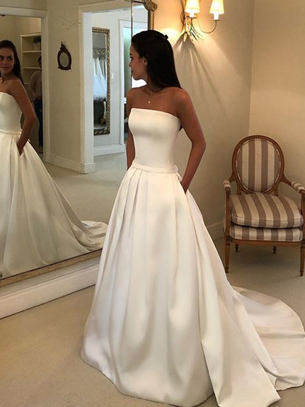 simple-a-line-satin-backless-straight-neckline-wedding-dress-with-pock-dairy-bridal