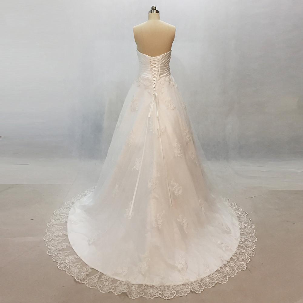 Long Wedding Dress, Sweet Heart Wedding Dress, Lace Bridal Dress, Appl ...