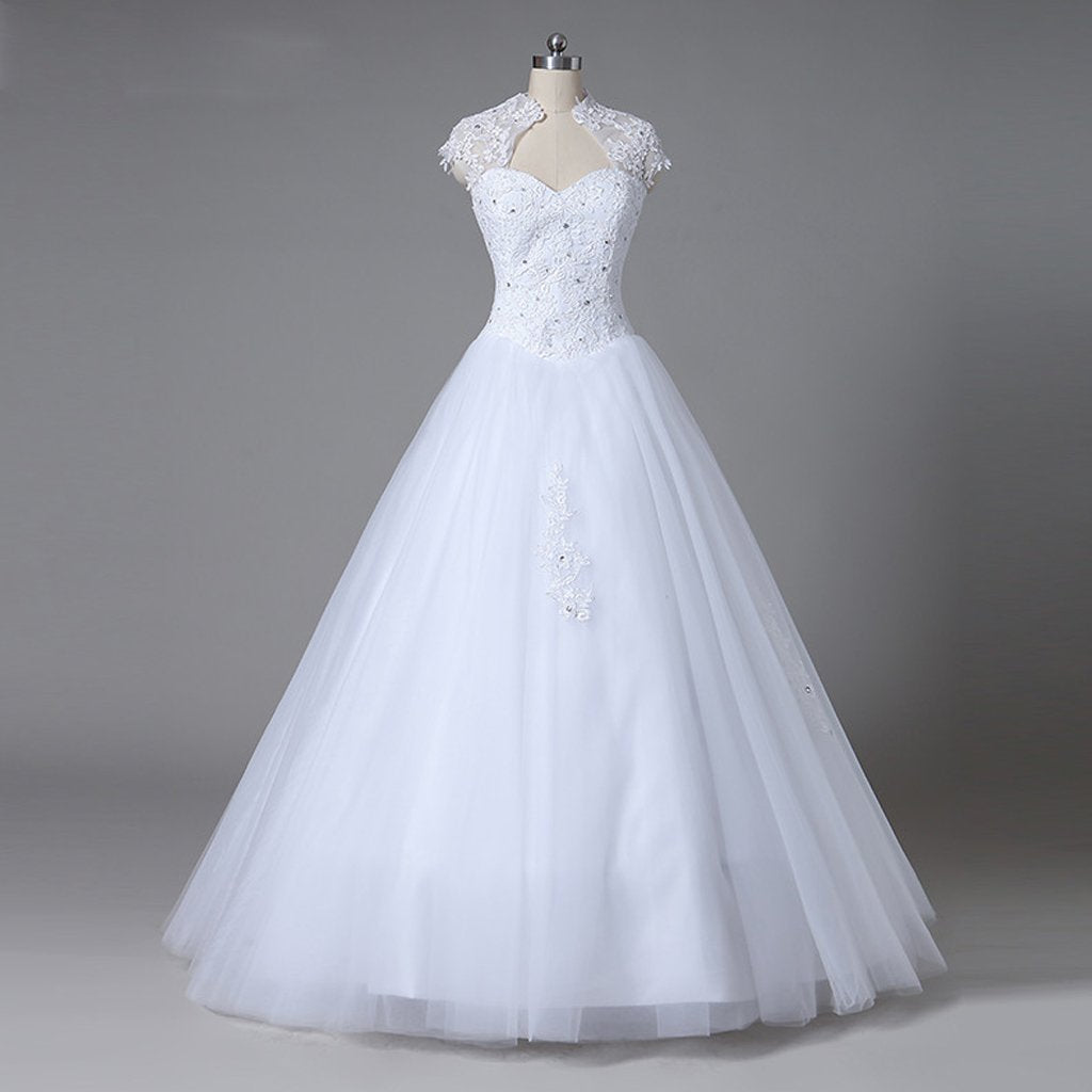 Long Wedding Dress, Hot Sale Wedding Dress, Lace Bridal Dress, Cap Sle ...