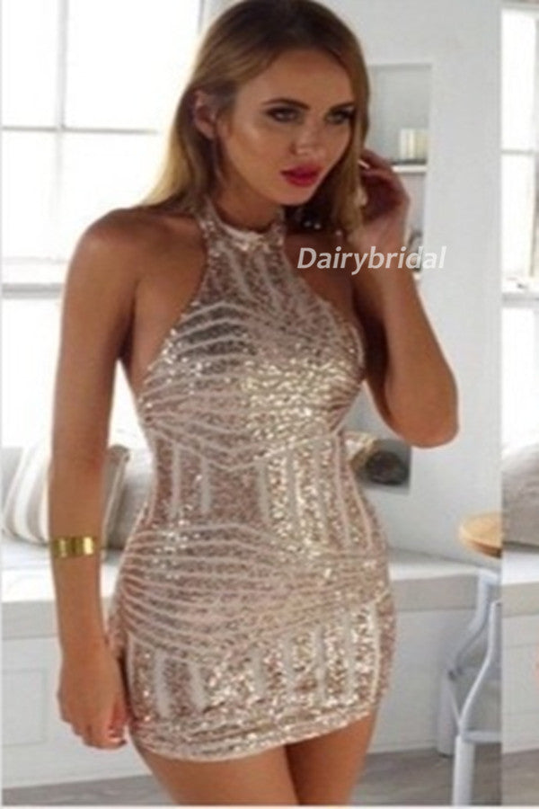 Mermaid Halter Backless Sparkle Homecoming Dress Sexy Short Homecomin Dairy Bridal 