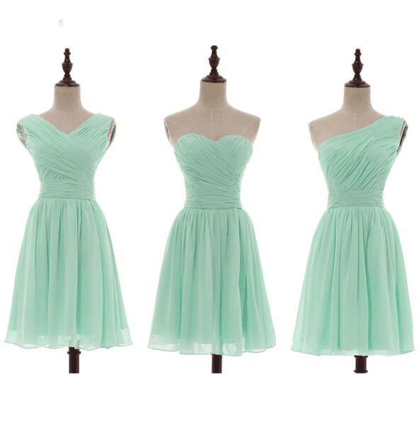 green tea length bridesmaid dresses