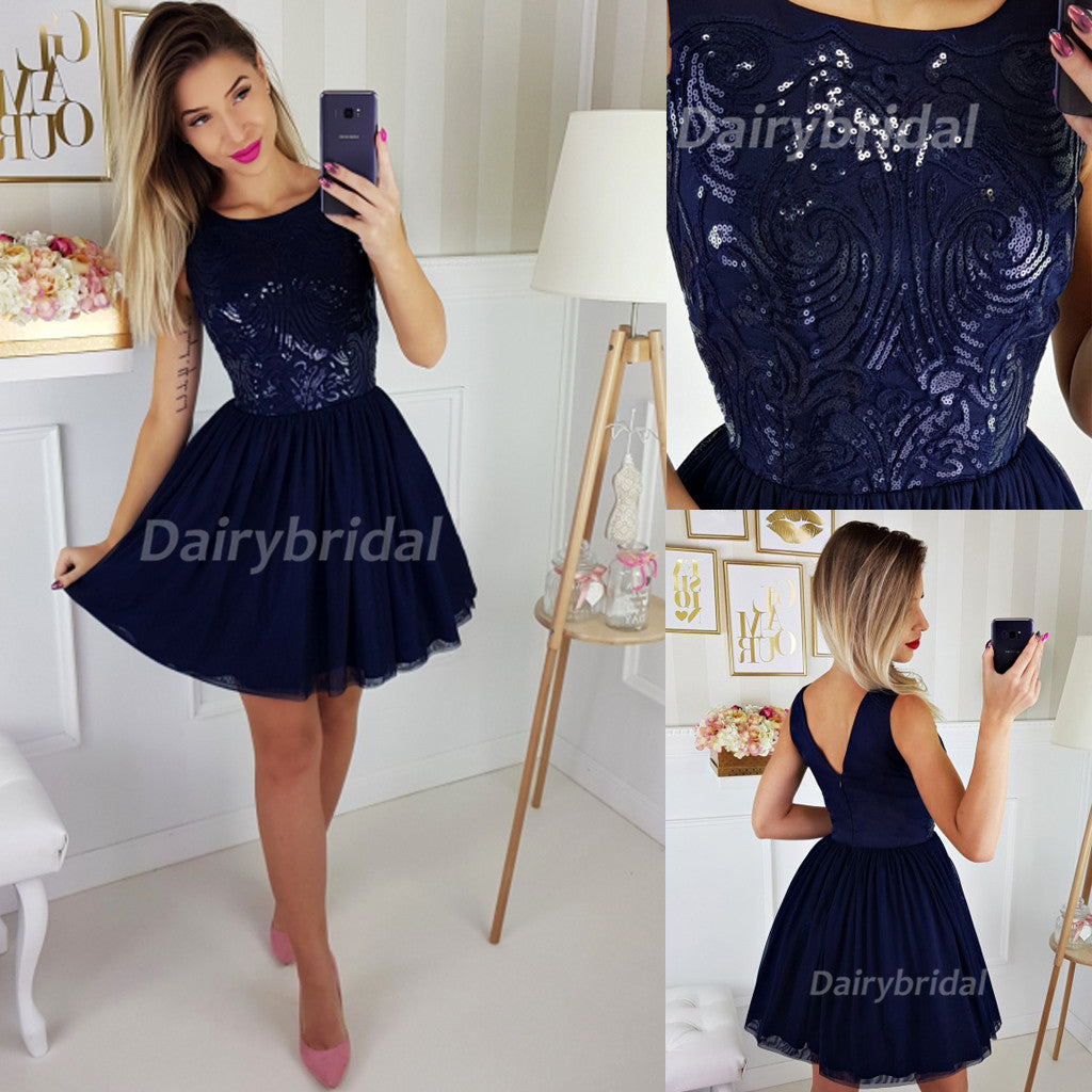 Tulle Homecoming Dress, Sleeveless Homecoming Dress, Sequin Homecoming ...