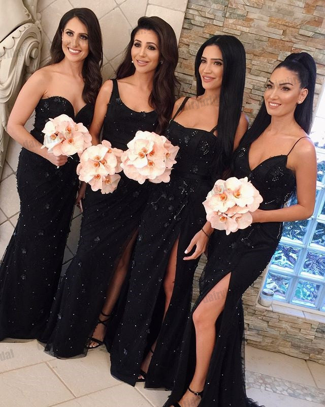 sexy black bridesmaid dress