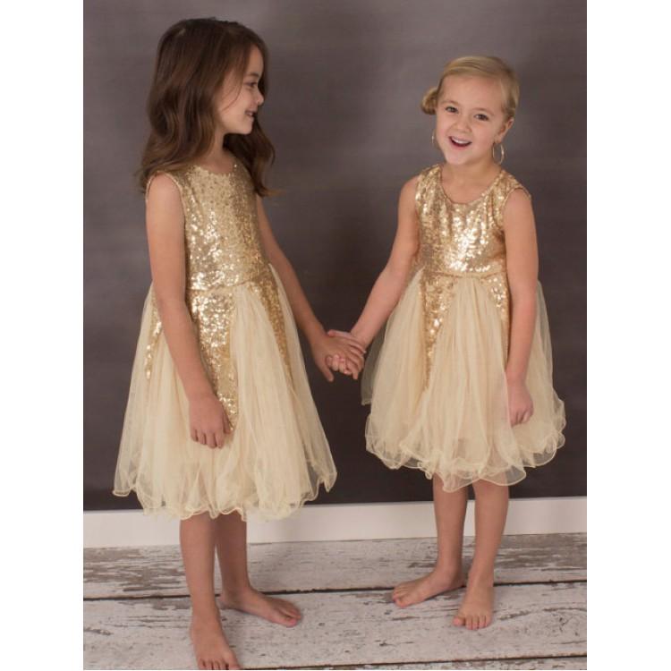 gold little girl dresses